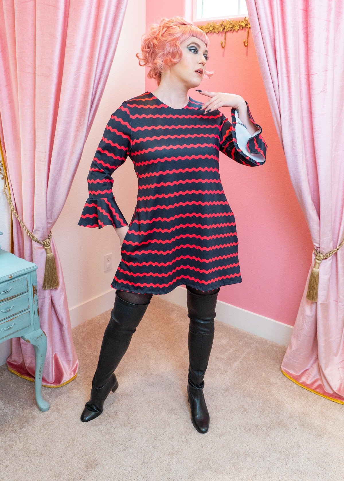 The Knit Shift Dress - Neon Pink Ric Rac