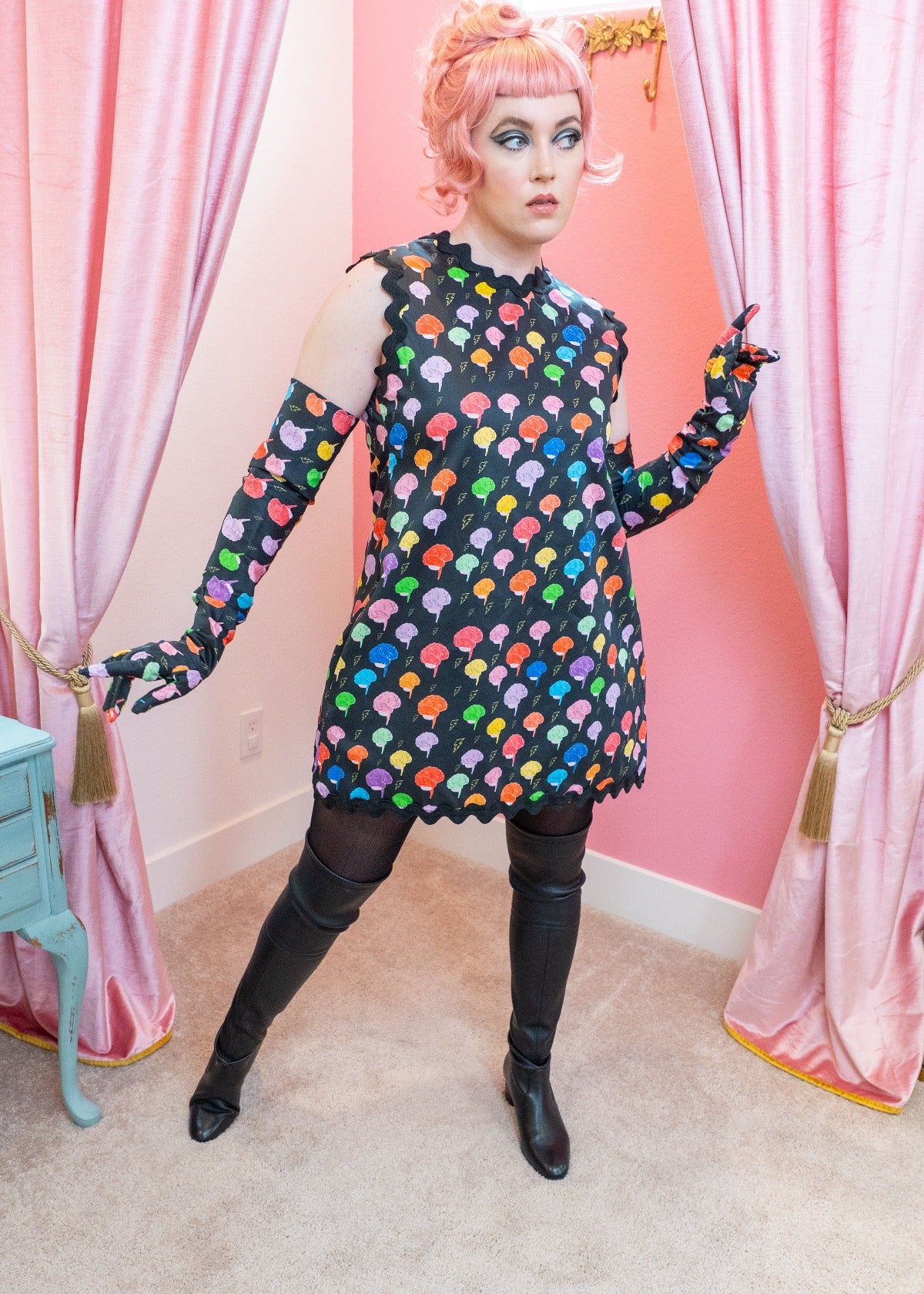 The Ric Rac Shift Dress - I Love Your Brain Print
