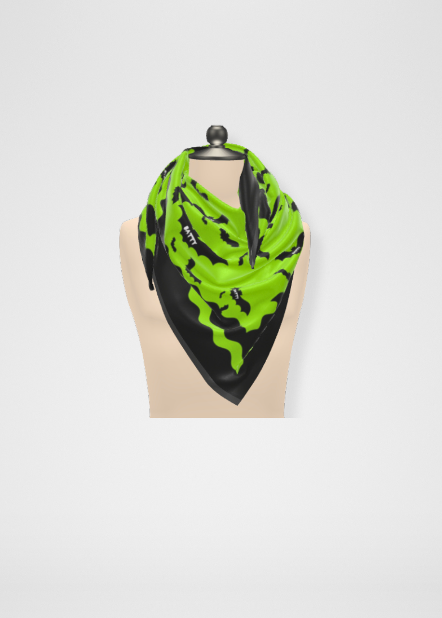 Batty Neon Green Silk Satin Scarf - 36"x36"