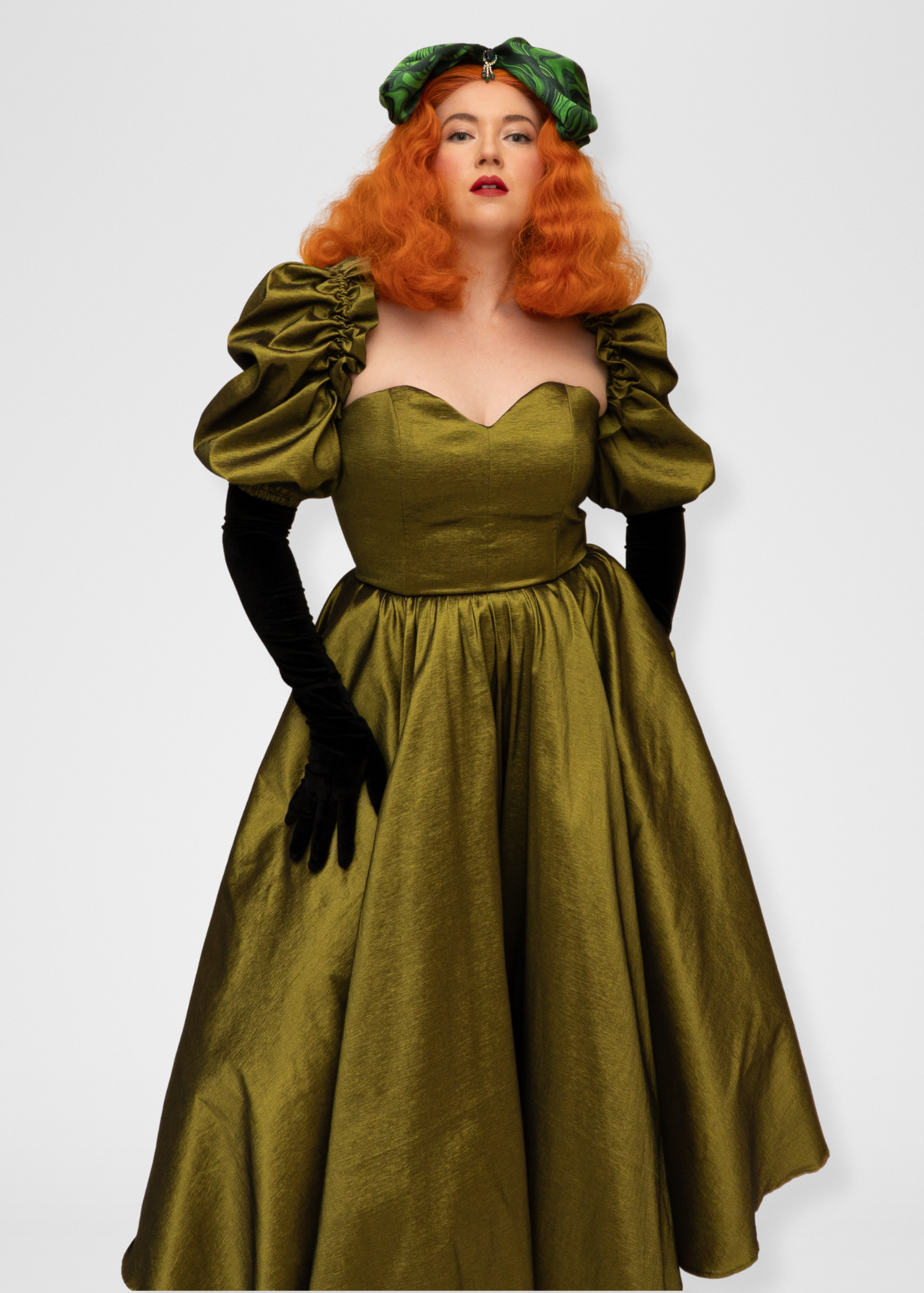 Agatha Dress Olive Green Silk Taffeta