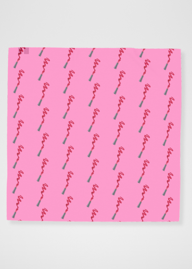 My Weapon Of Choice  - Silk Sheer Georgette Scarf - Red Lipstick Pink Background