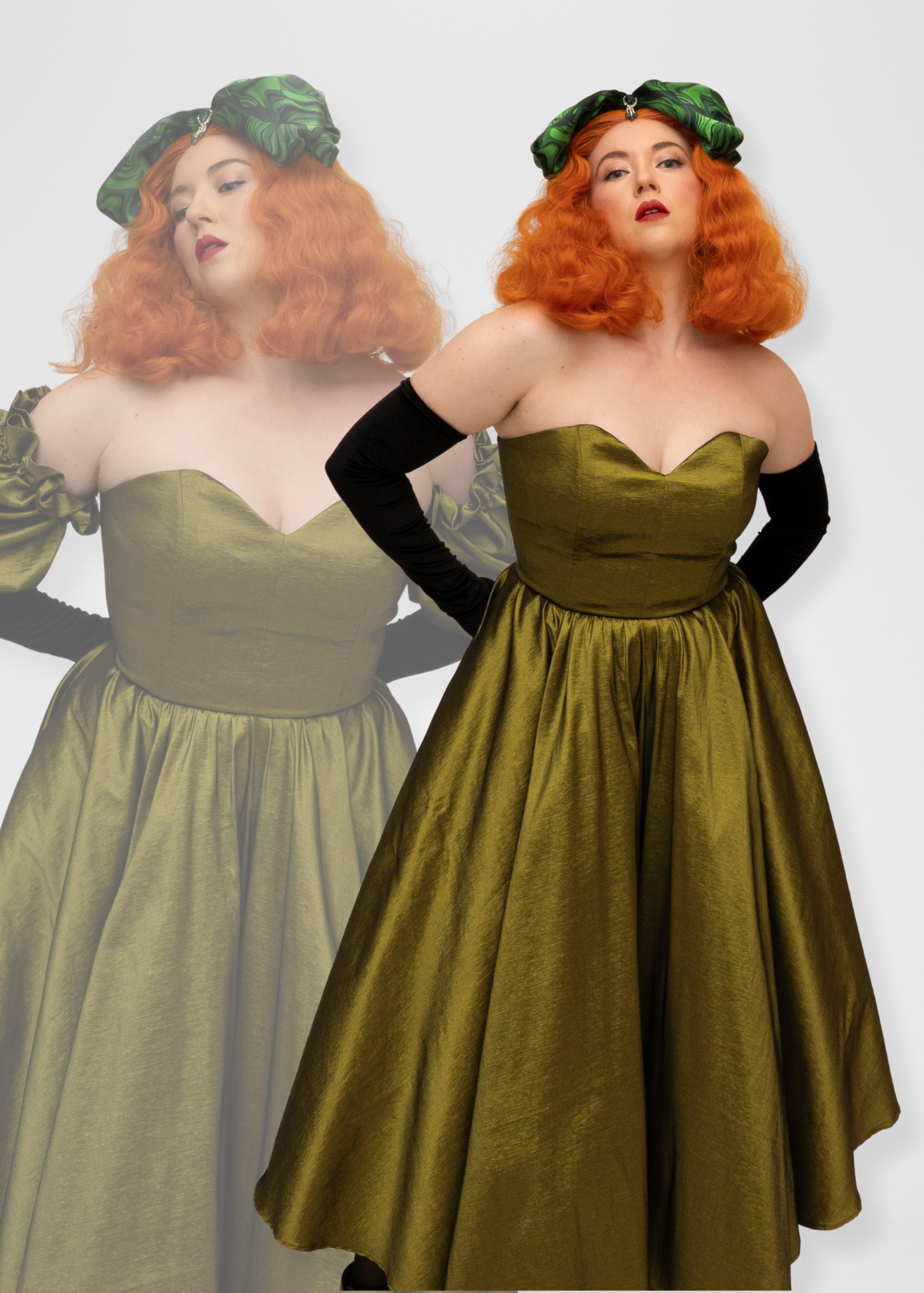 Agatha Dress Olive Green Silk Taffeta