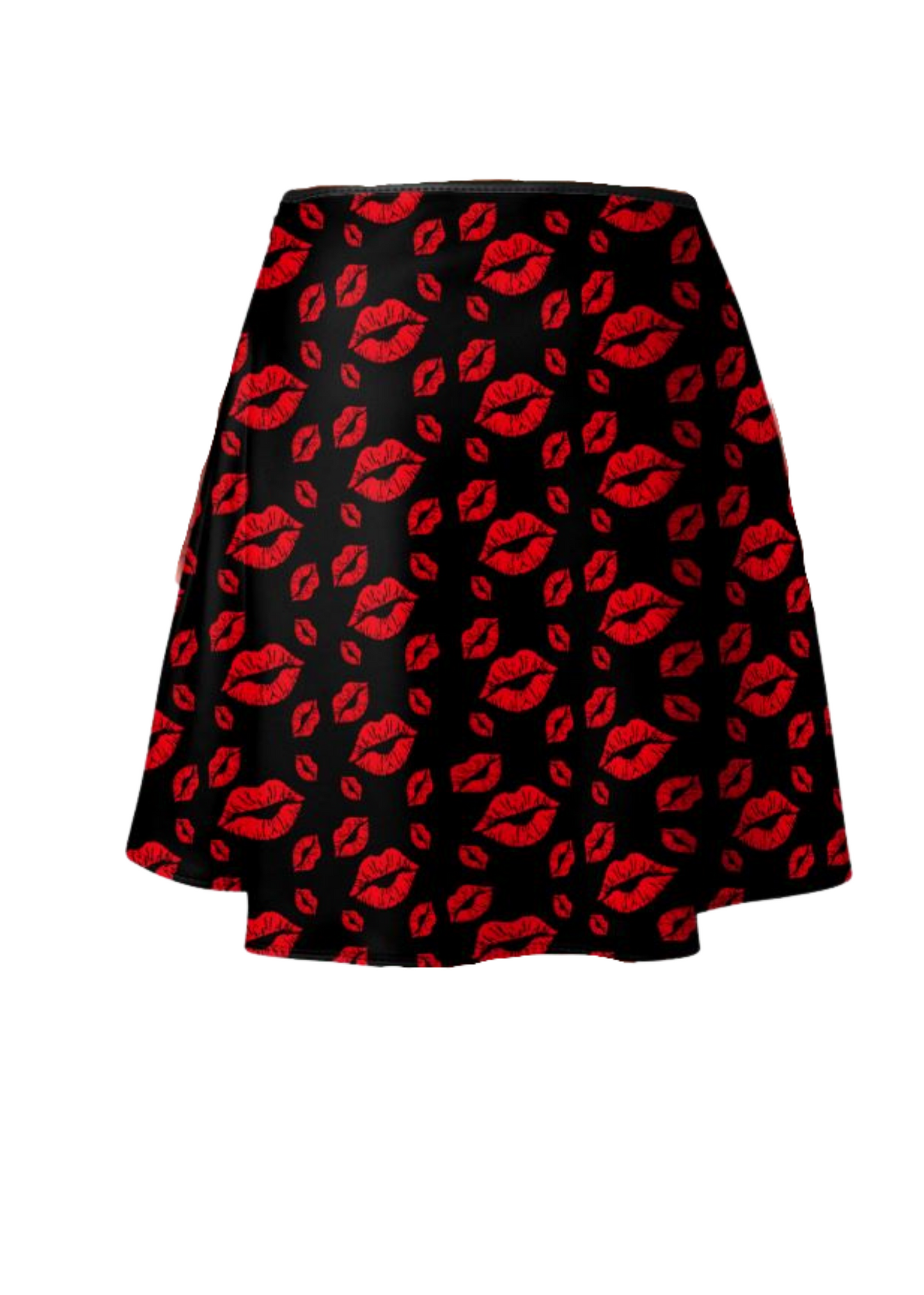 SAMPLE Filakia Kisses Print - Scuba Knit Knee Length Skirt - Black Size 3X