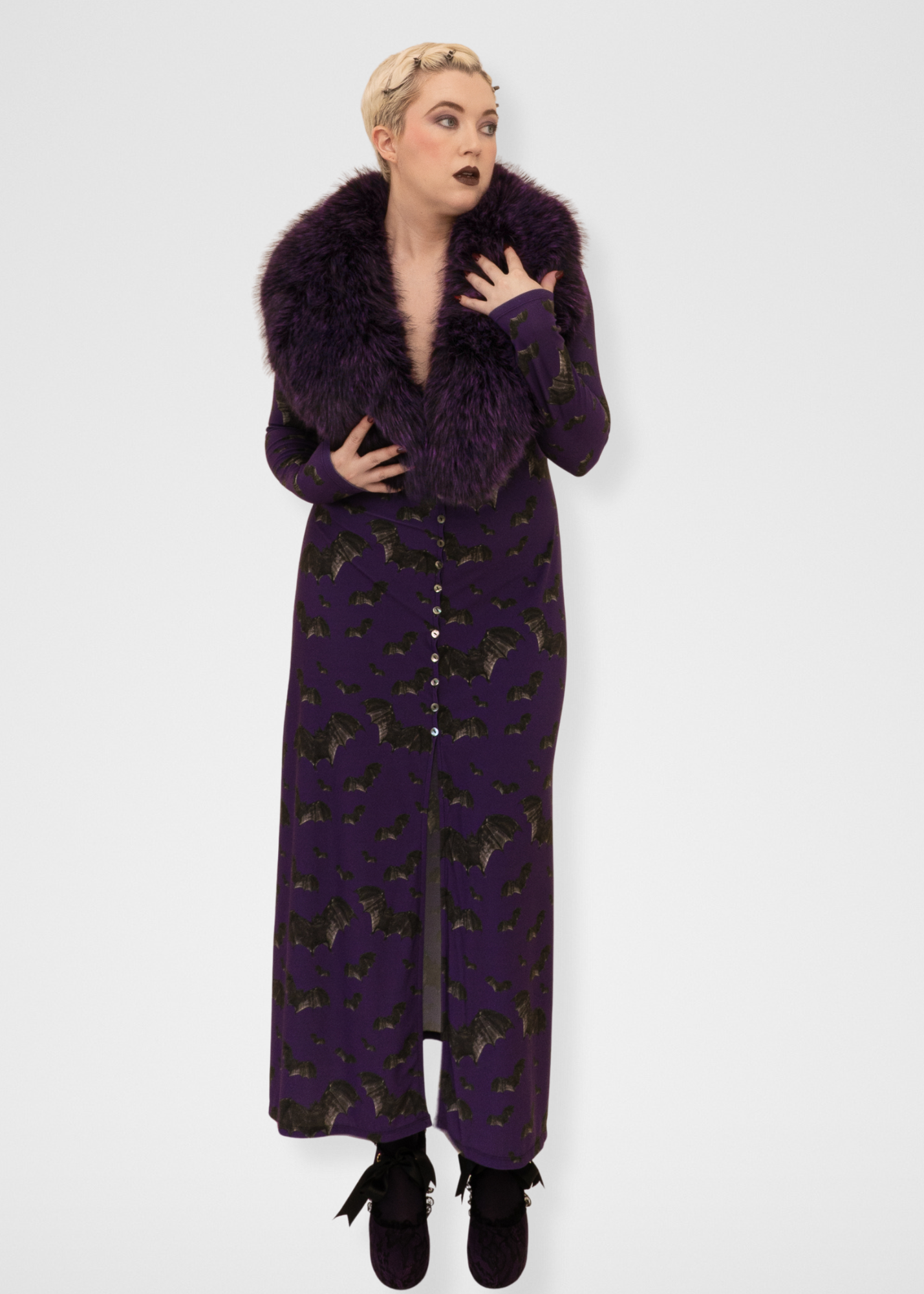 Bats Duster Cardigan - Dark Purple