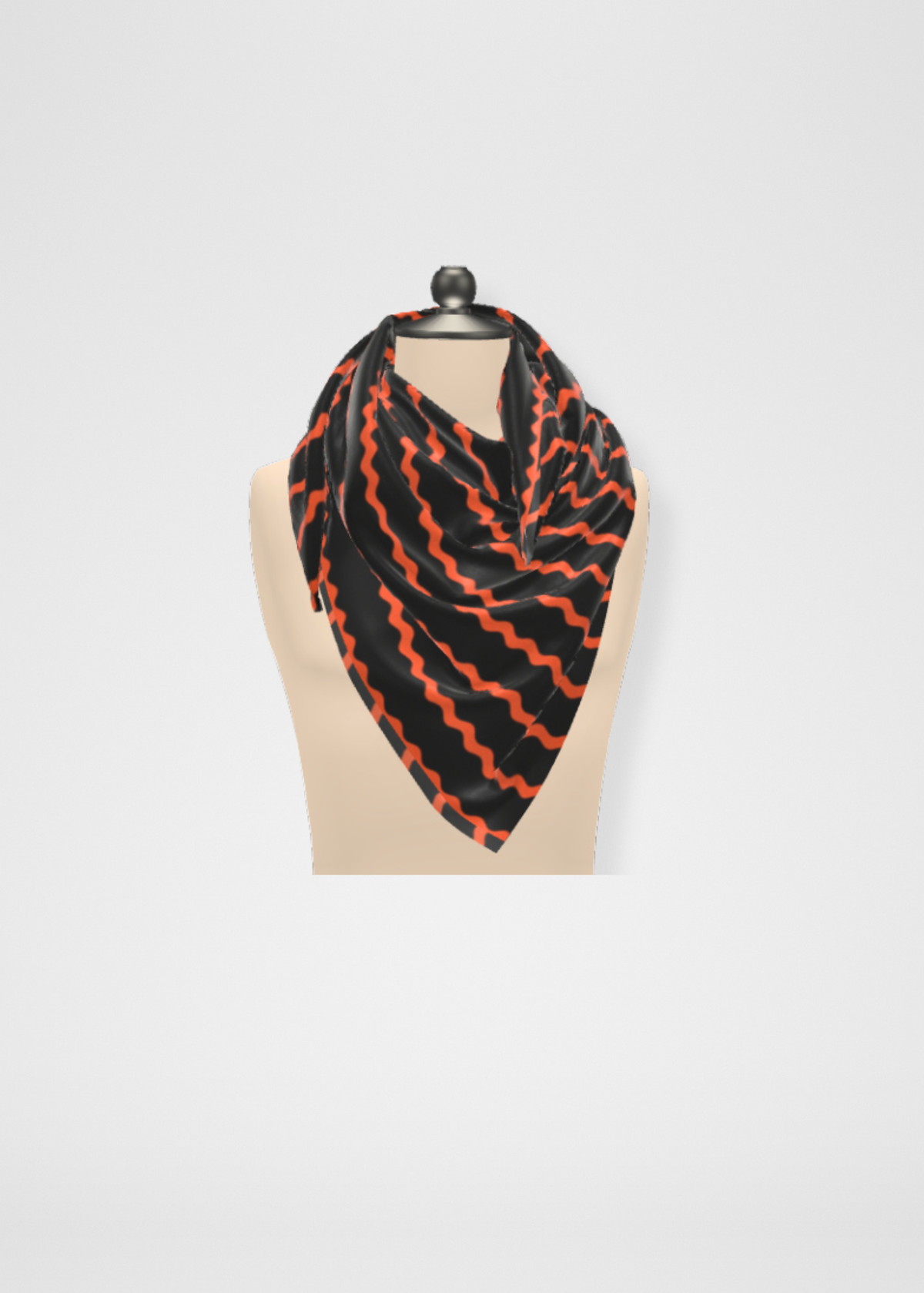 Ric Rac In Neon Orange Silk Satin Scarf - 36"x36"