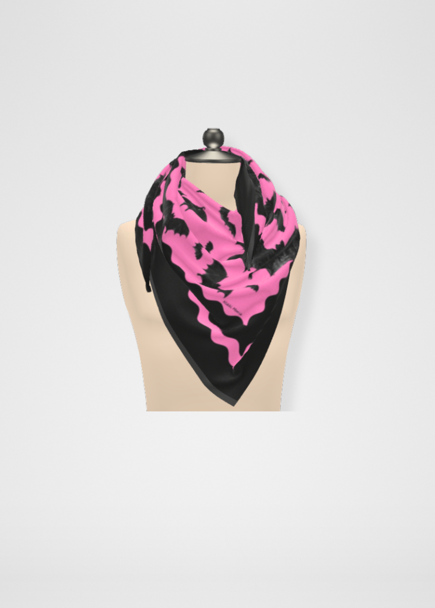 Going Batty Pink Silk Satin Square Scarf - 36"x 36" Limited Edition Online Only