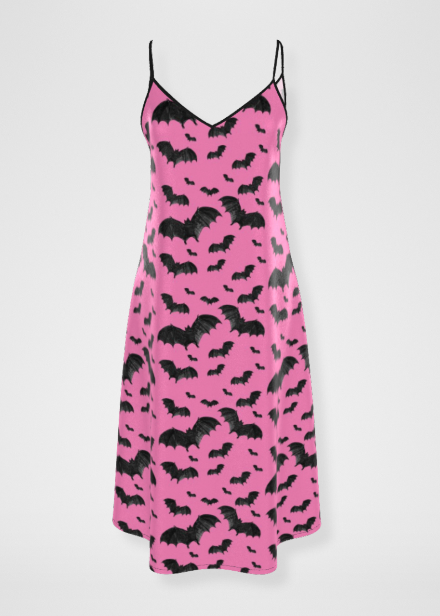 Bats Silk Maxi Slip Dress - Pink