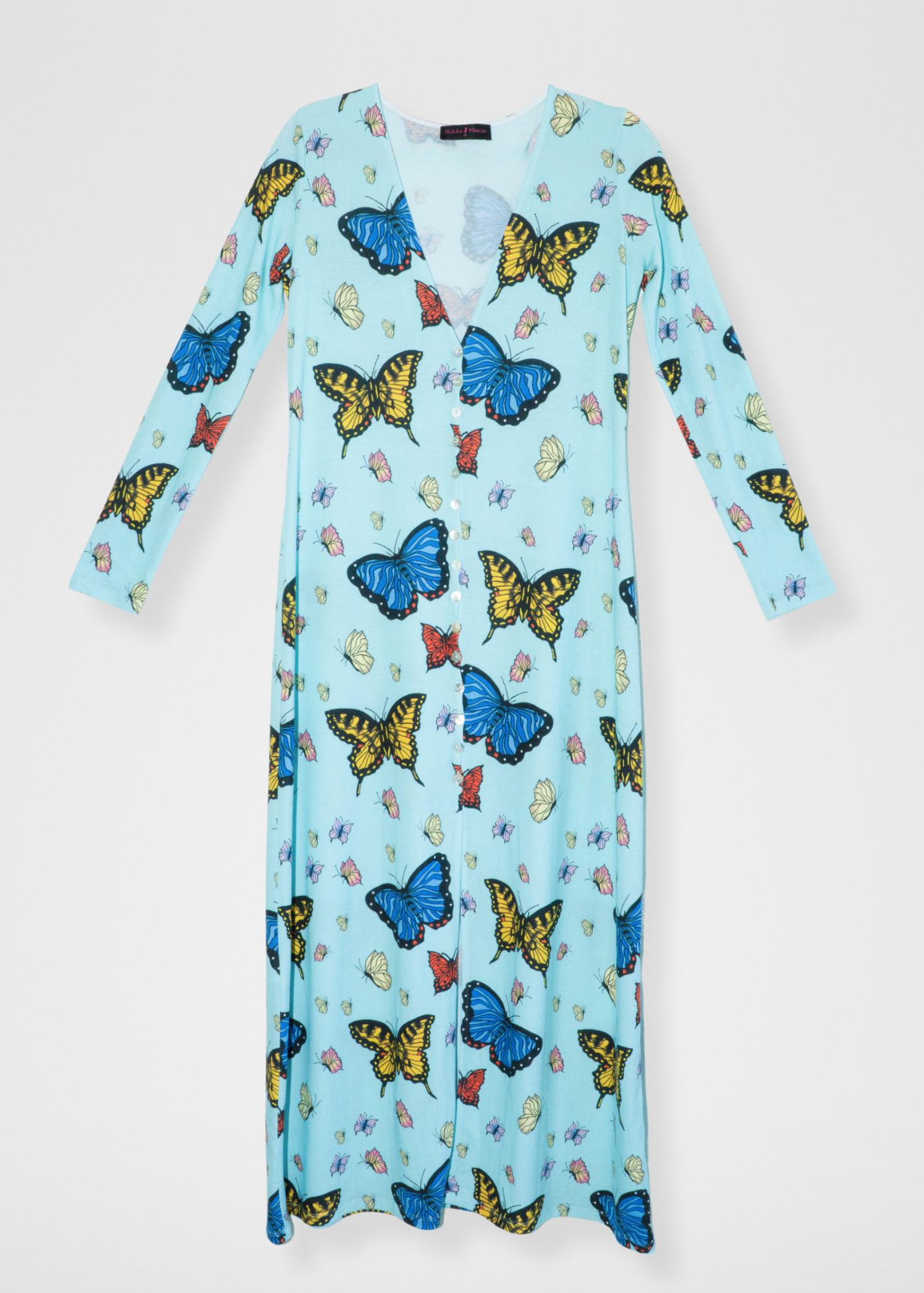 Butterflies Duster Cardigan - Sky Blue