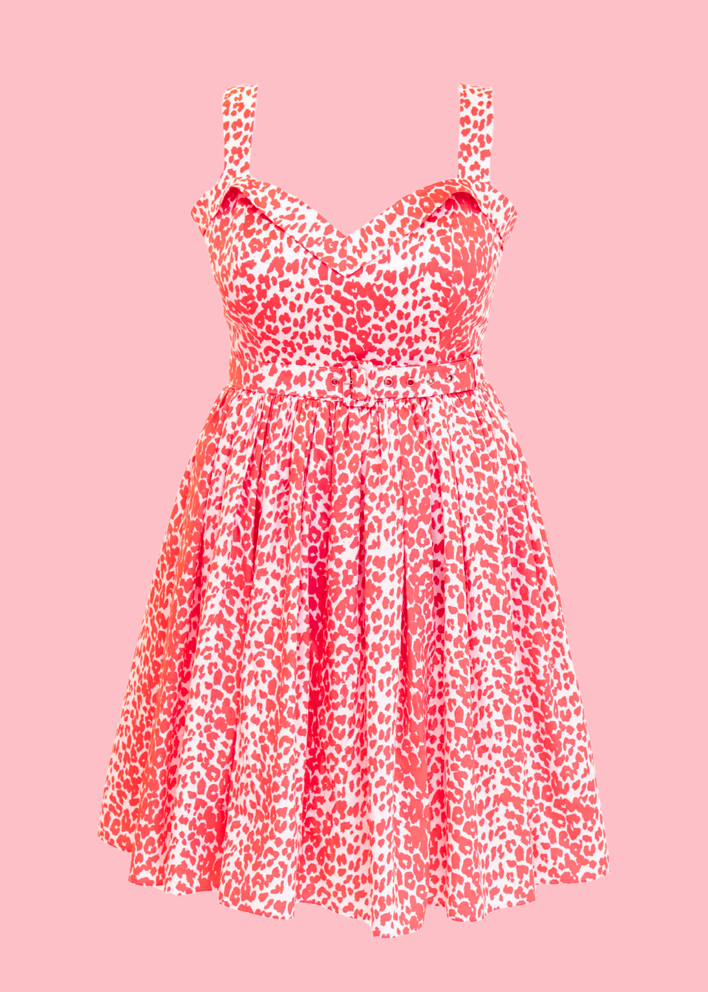The Marilyn Dress - Pink Coral Leopard Print