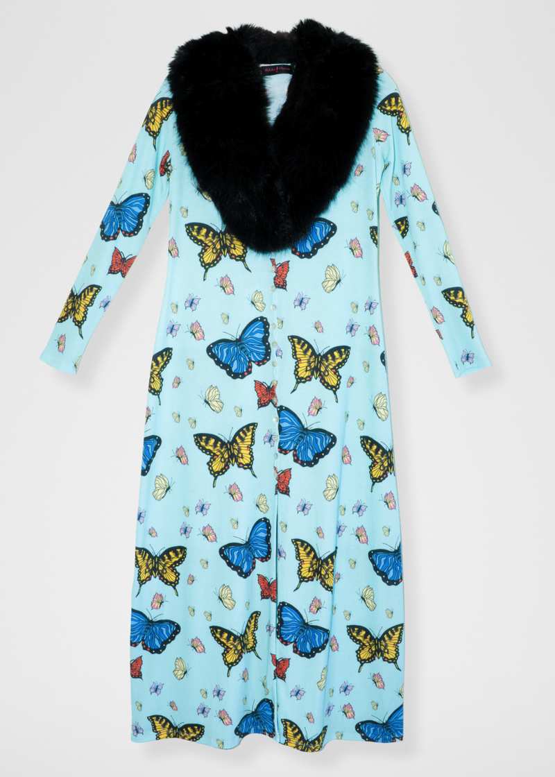 Butterflies Duster Cardigan - Sky Blue