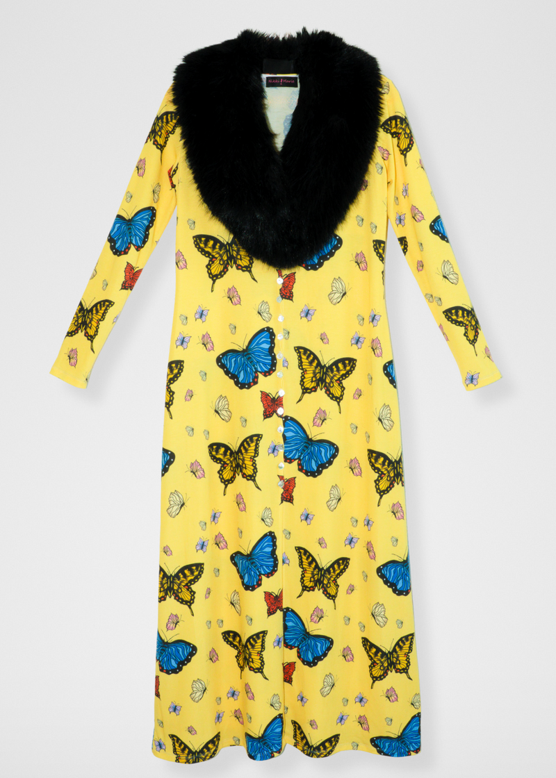 Butterflies Duster Cardigan - Yellow