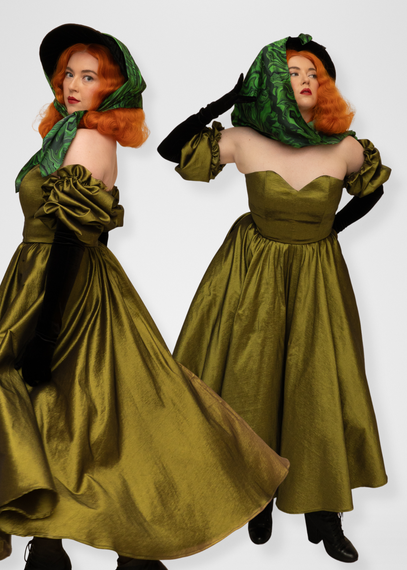 Agatha Dress Olive Green Silk Taffeta