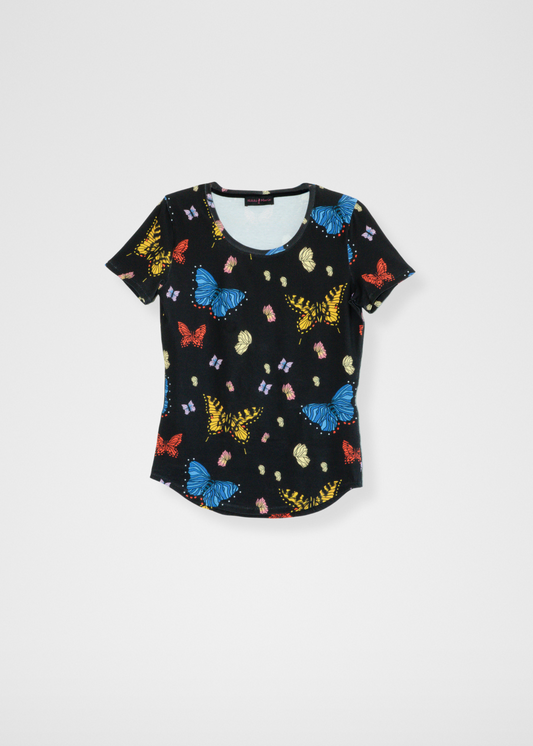 Butterflies Tee - Short Sleeve In Black