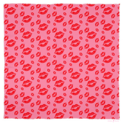Filakia Kisses Print - Silk Sheer Georgette Scarf - Pink