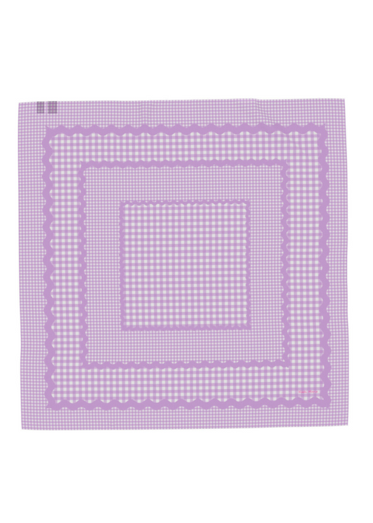 Mad Gingham Cotton Mulmul Bandana - Lavender