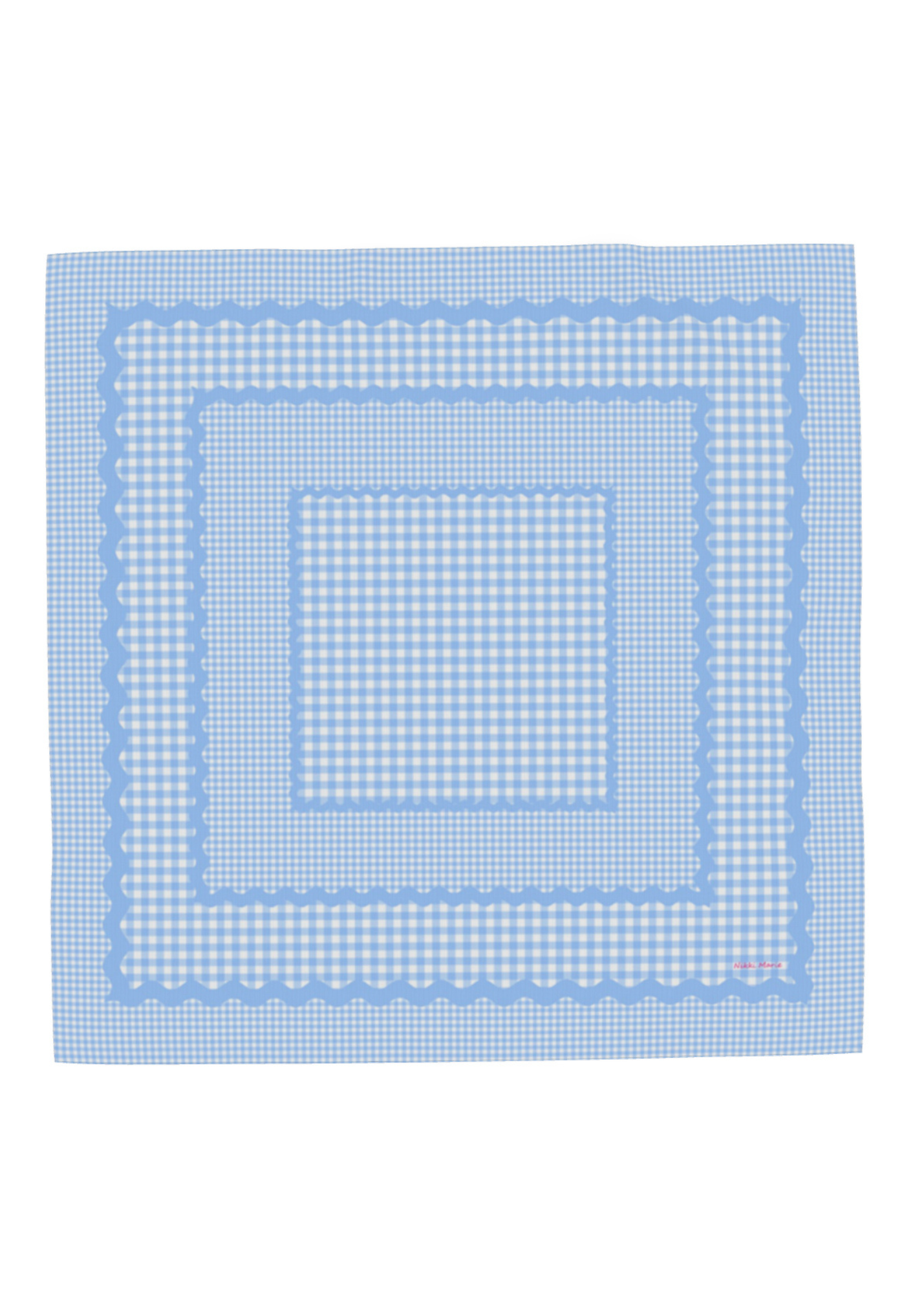 Mad Gingham Pastel Blue Cotton Mulmul Scarf