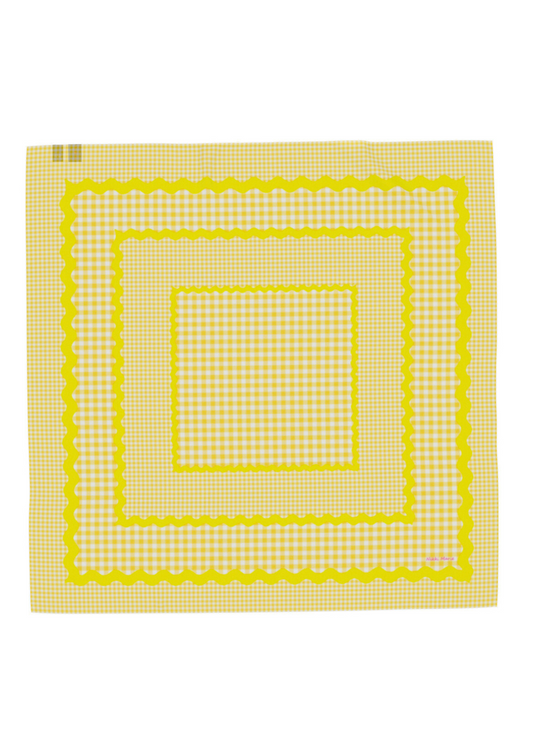 Mad Gingham Cotton Mulmul Bandana - Yellow