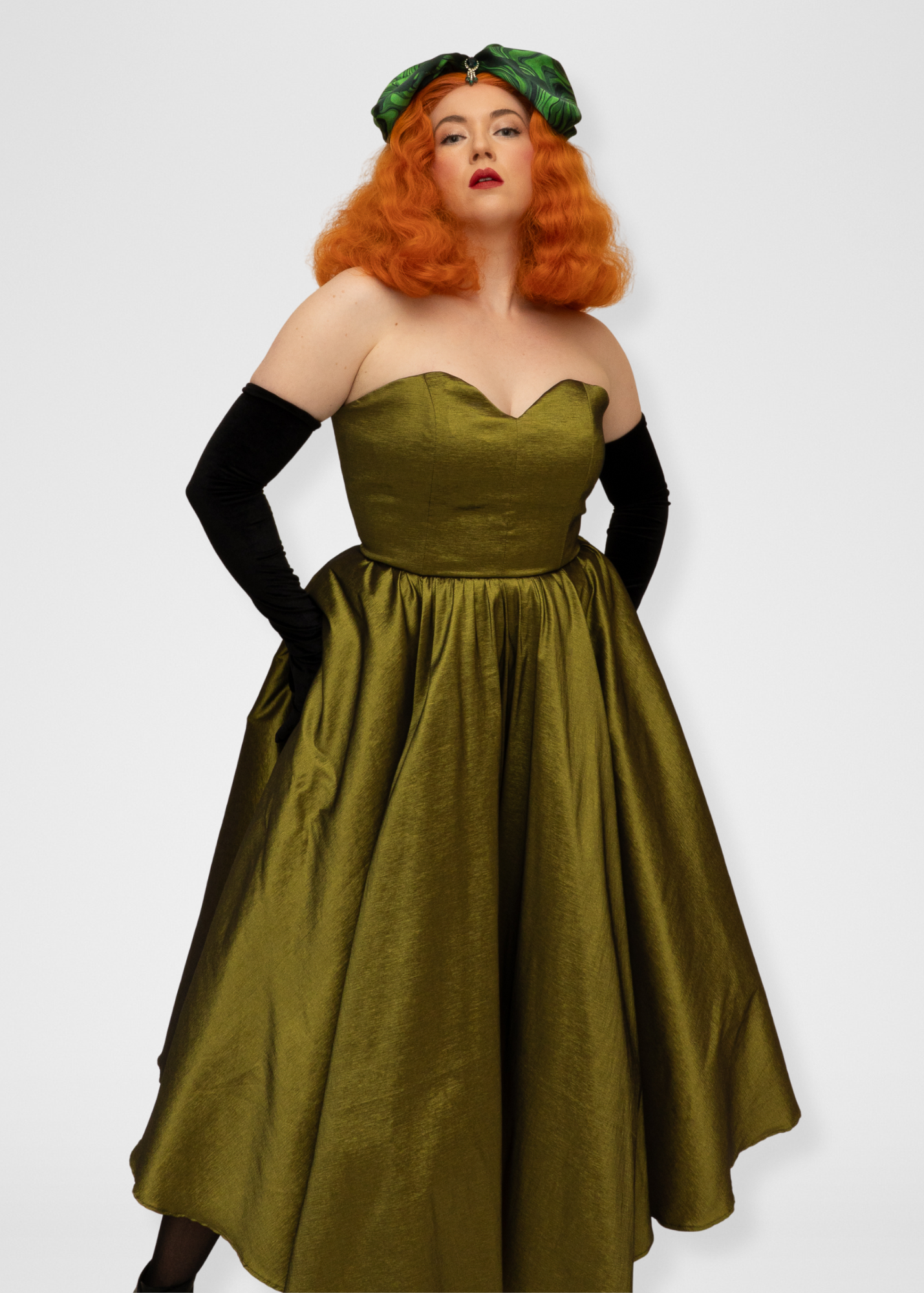 Agatha Dress Olive Green Silk Taffeta