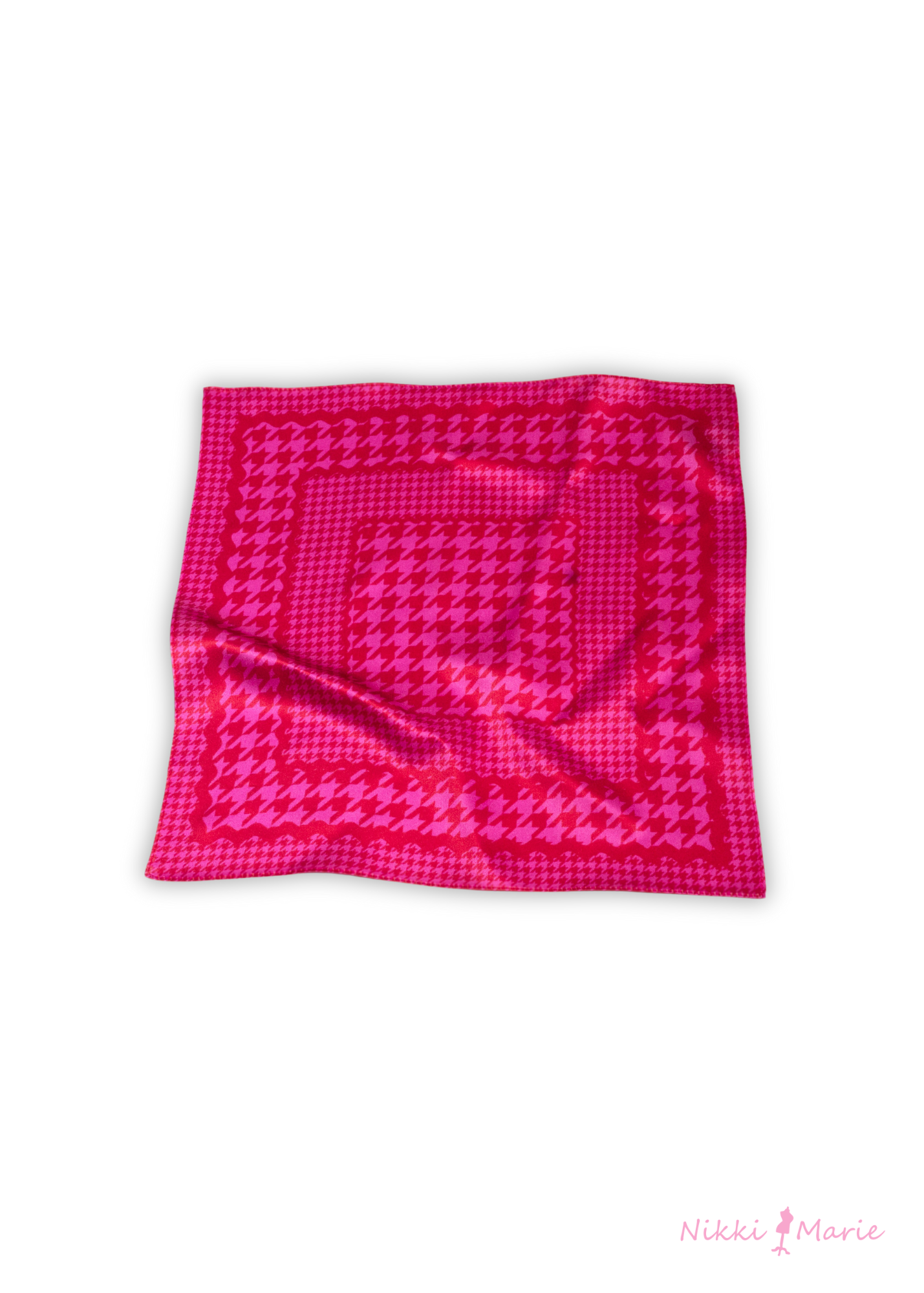 Mad Houndstooth Silk Satin Pocket Square - Pink And Red 13th Anniversary Limited Edition Pre-Order