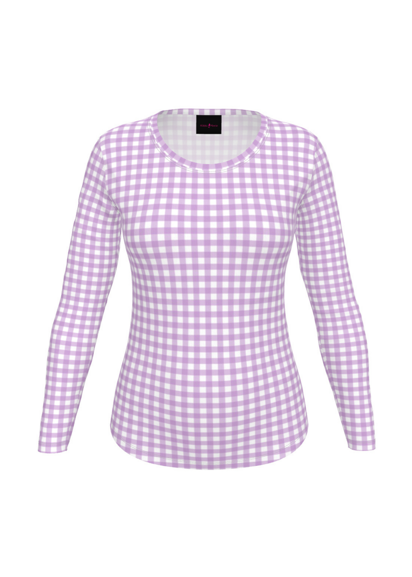 Mad Gingham Tee - Long Sleeve In Lavender