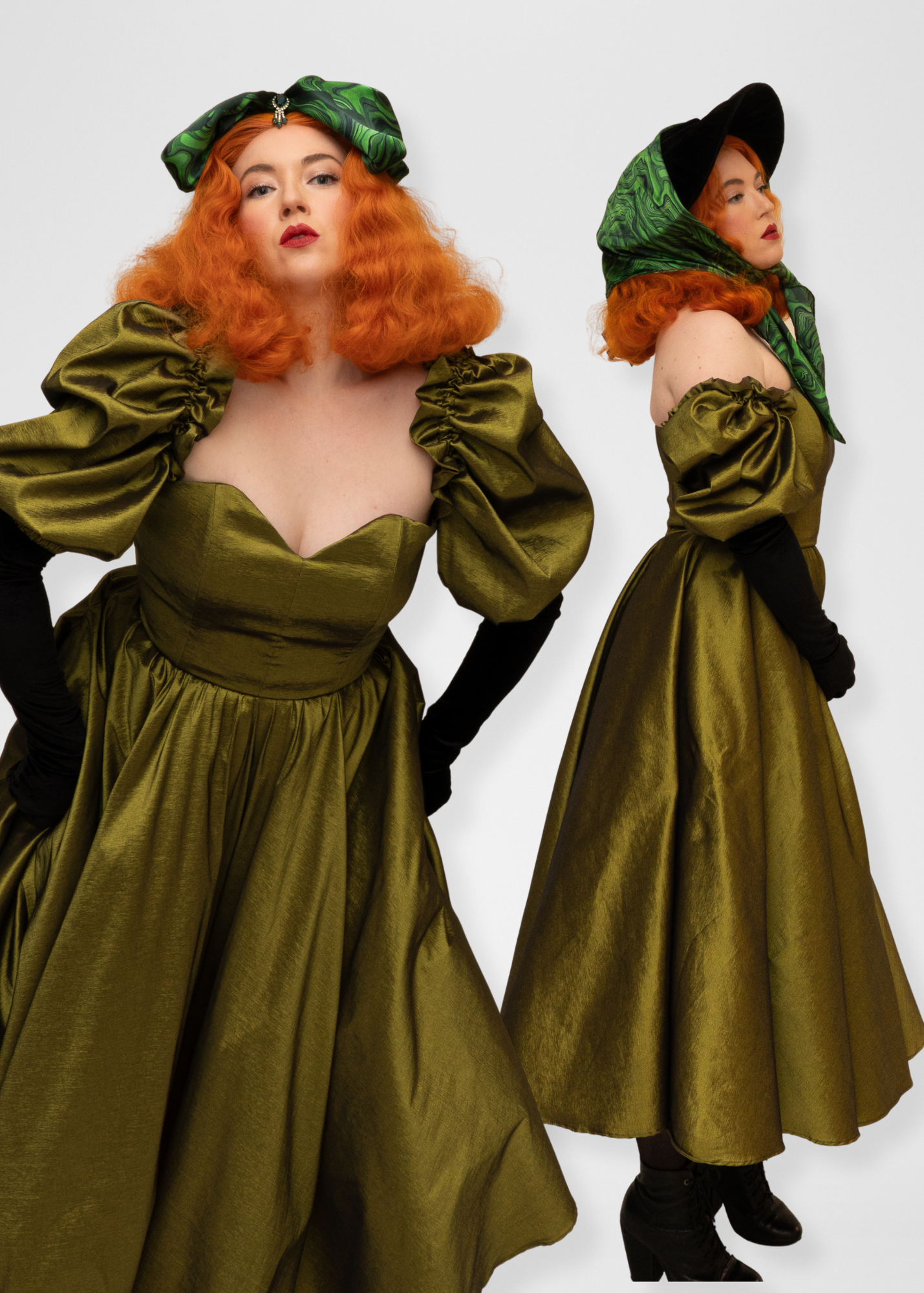 Agatha Dress Olive Green Silk Taffeta