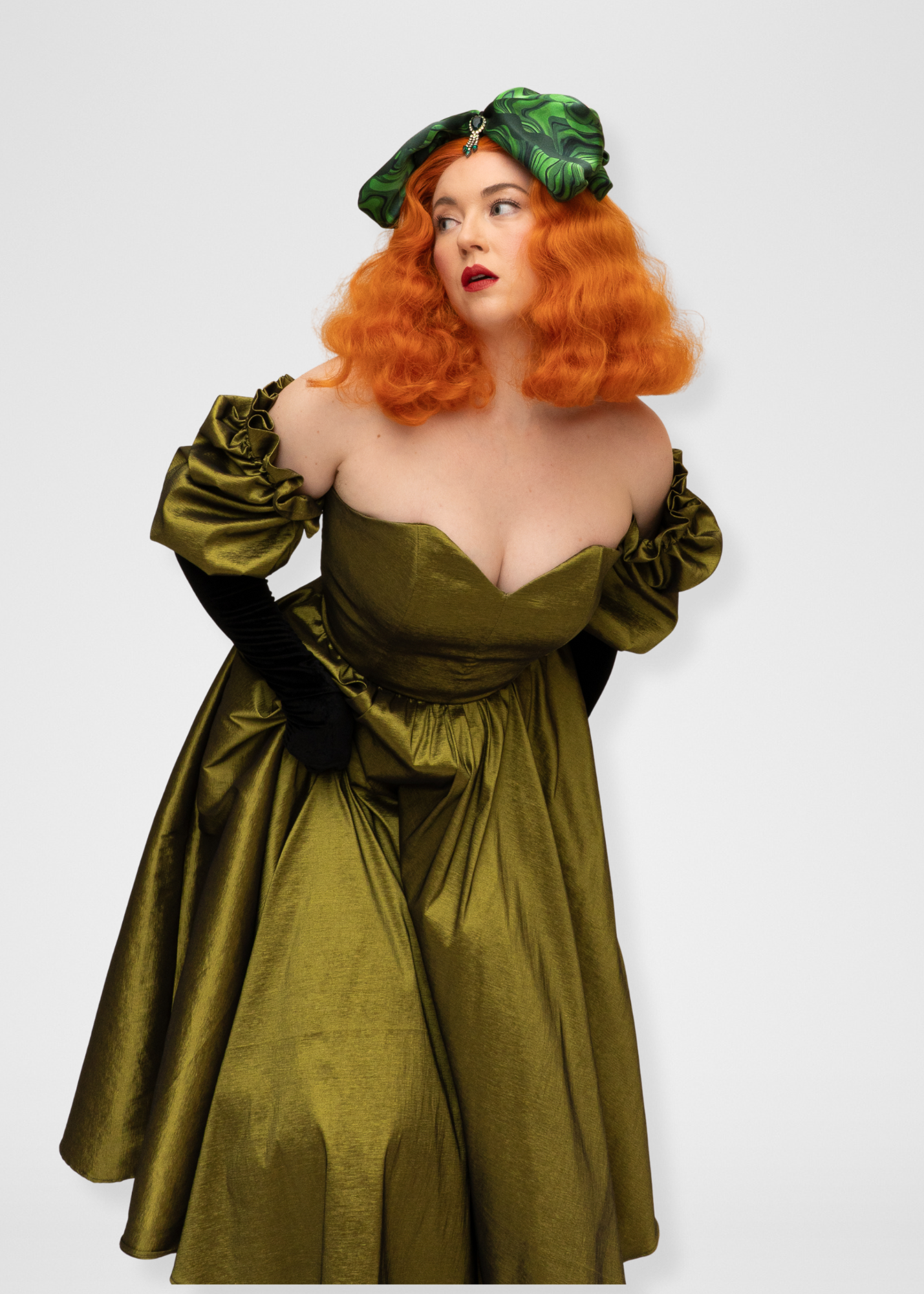 Agatha Dress Olive Green Silk Taffeta