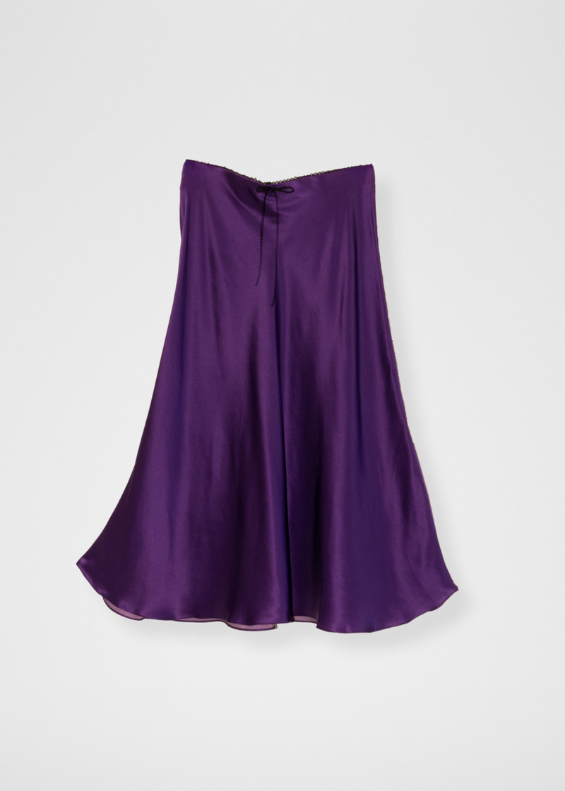 Silk Midi Slip Skirt - Dark Purple