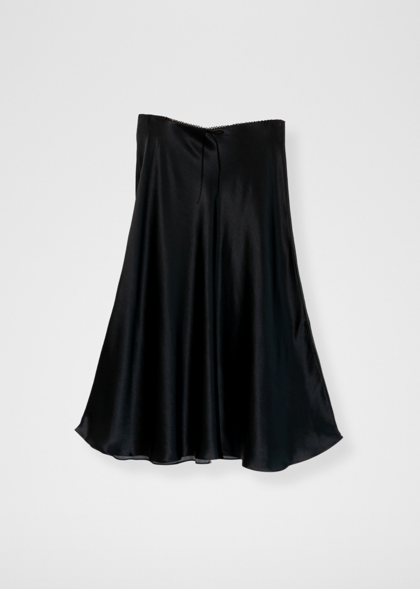 Silk Midi Slip Skirt - Black