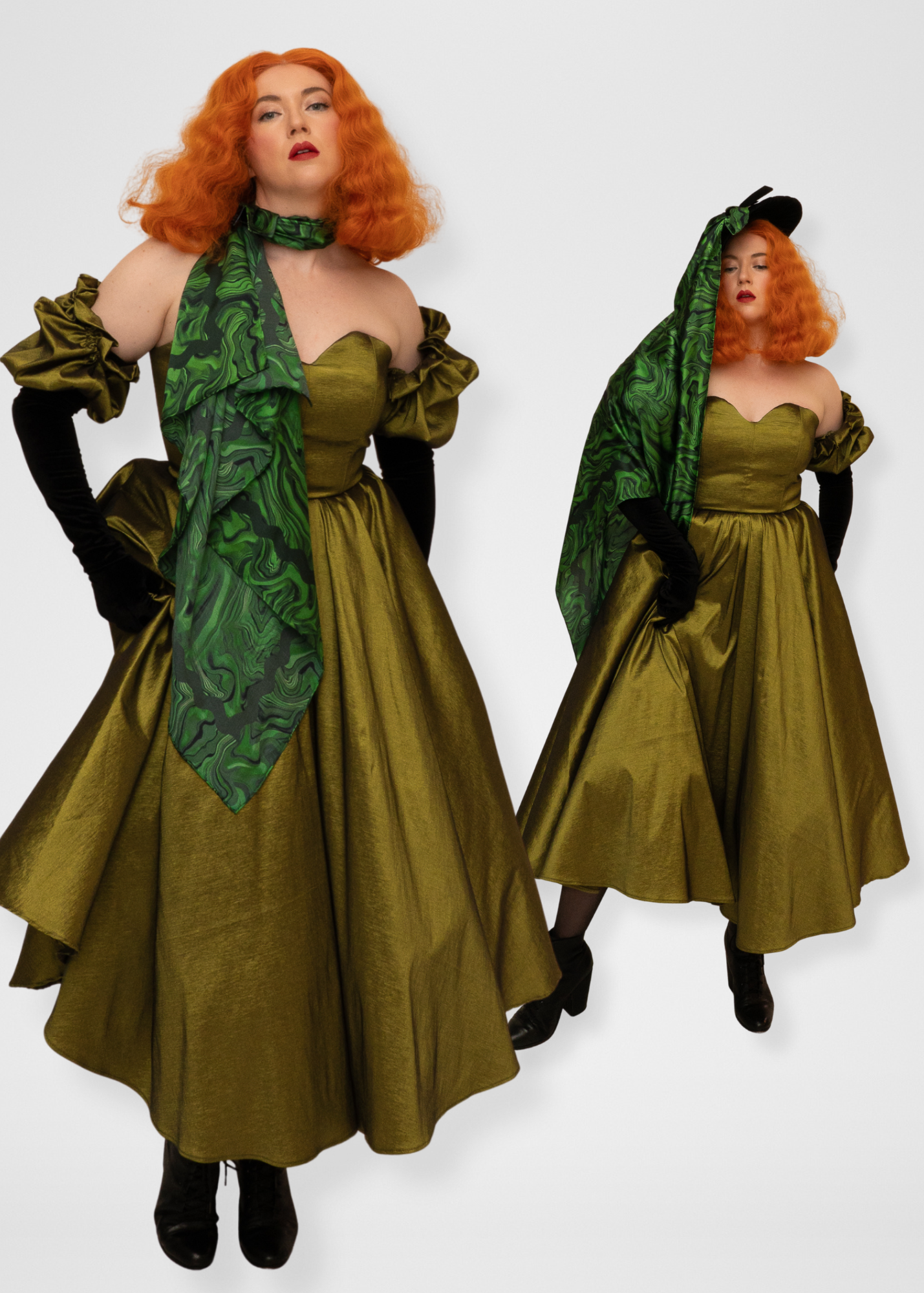 Agatha Dress Olive Green Silk Taffeta