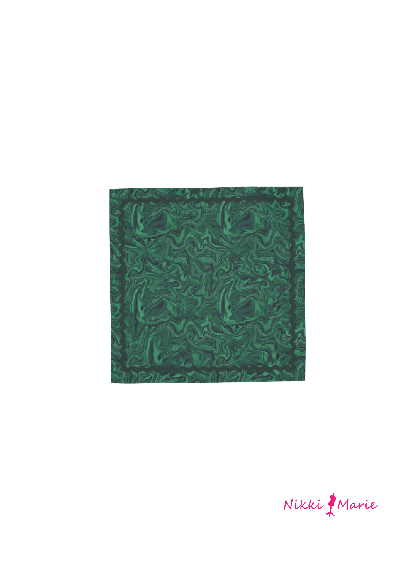 Malachite Green Crystal Silk Twill Pocket Square