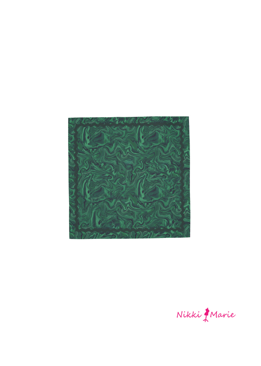 Malachite Green Crystal Silk Twill Pocket Square