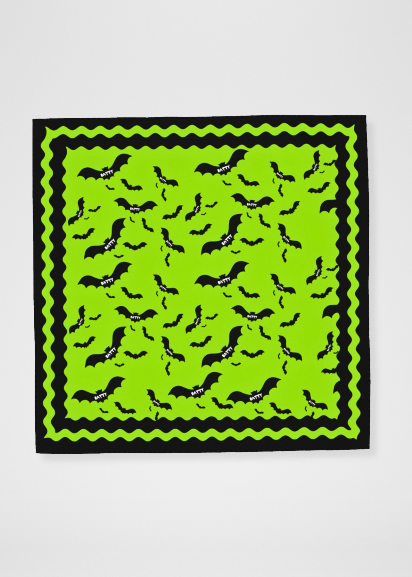 Batty Neon Green Silk Satin Scarf - 36"x36"