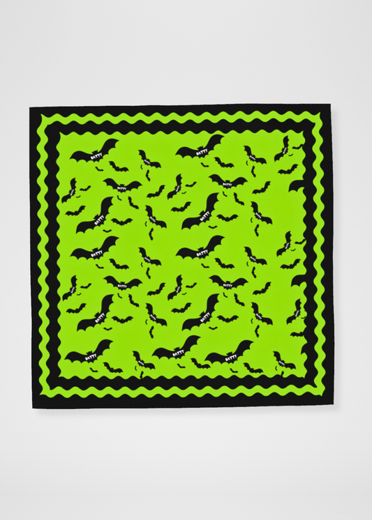 Batty Neon Green Silk Satin Scarf - 36"x36"
