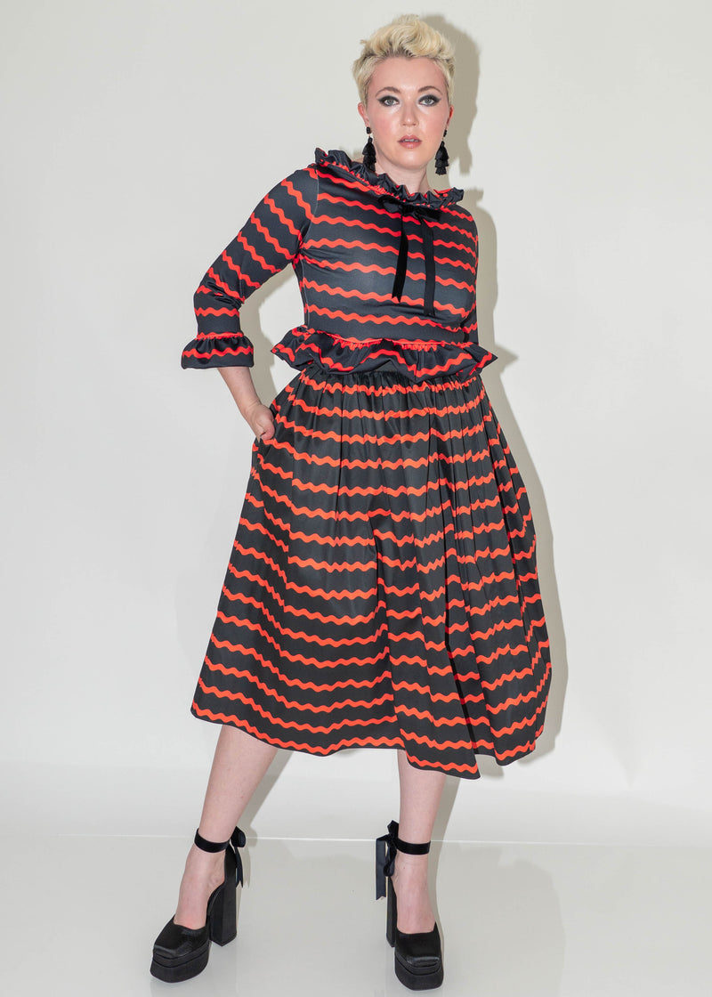 The Ricky Skirt - Neon Orange Ric Rac