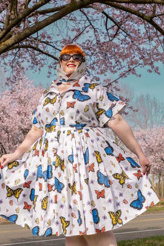 The Lucille Blouse - Butterflies Print SAMPLE SIZE 3X