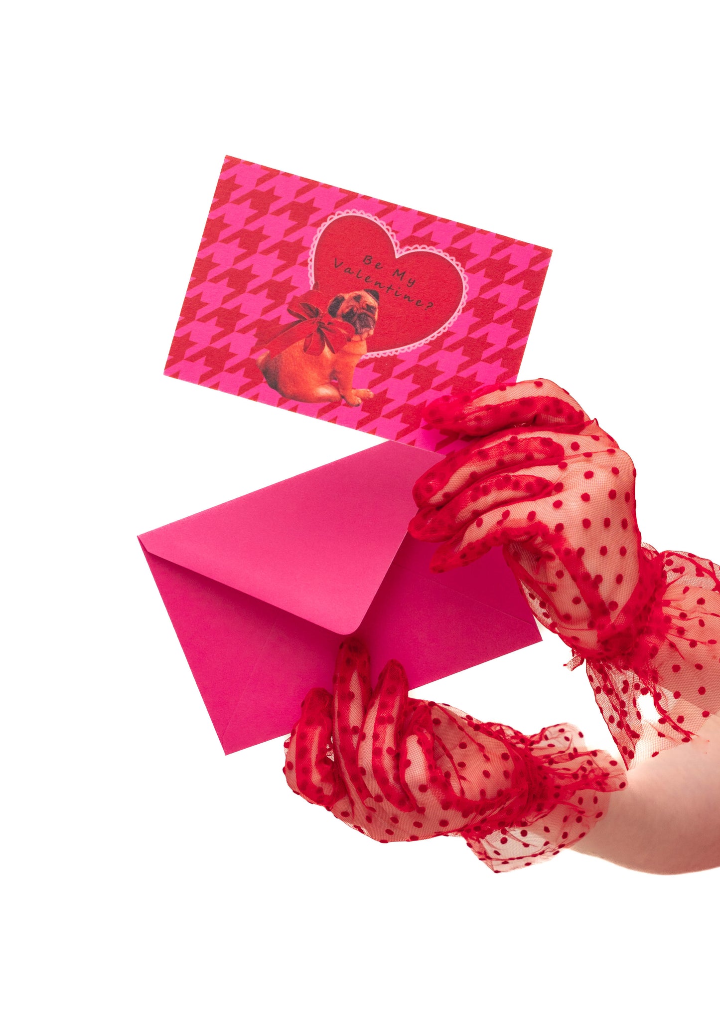 Mad Houndstooth Silk Satin Square Scarf - Pink And Red 13th Anniversary Limited Edition Pre-Order