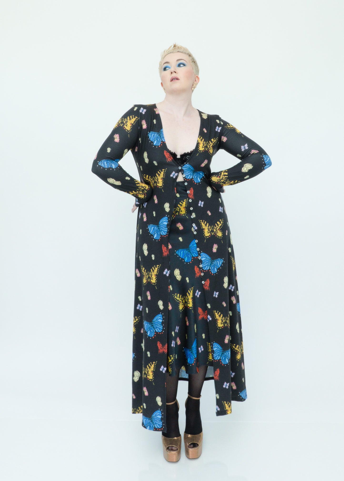 Butterflies Duster Cardigan - Black