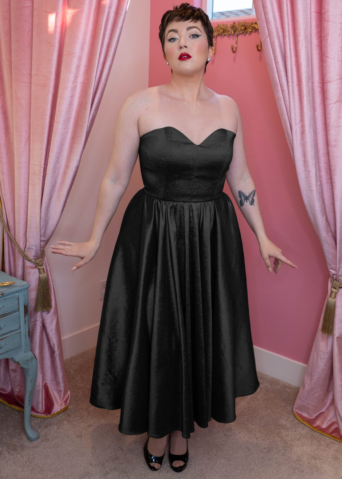 Agatha Dress Black Silk Taffeta