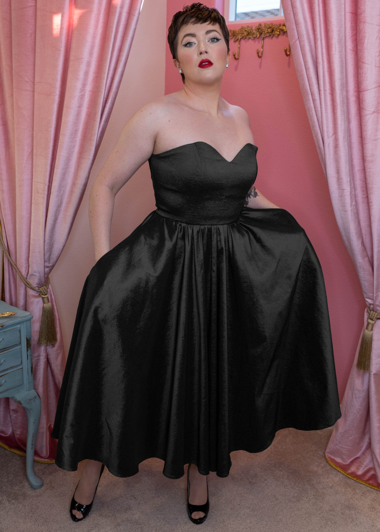 Agatha Dress Black Silk Taffeta