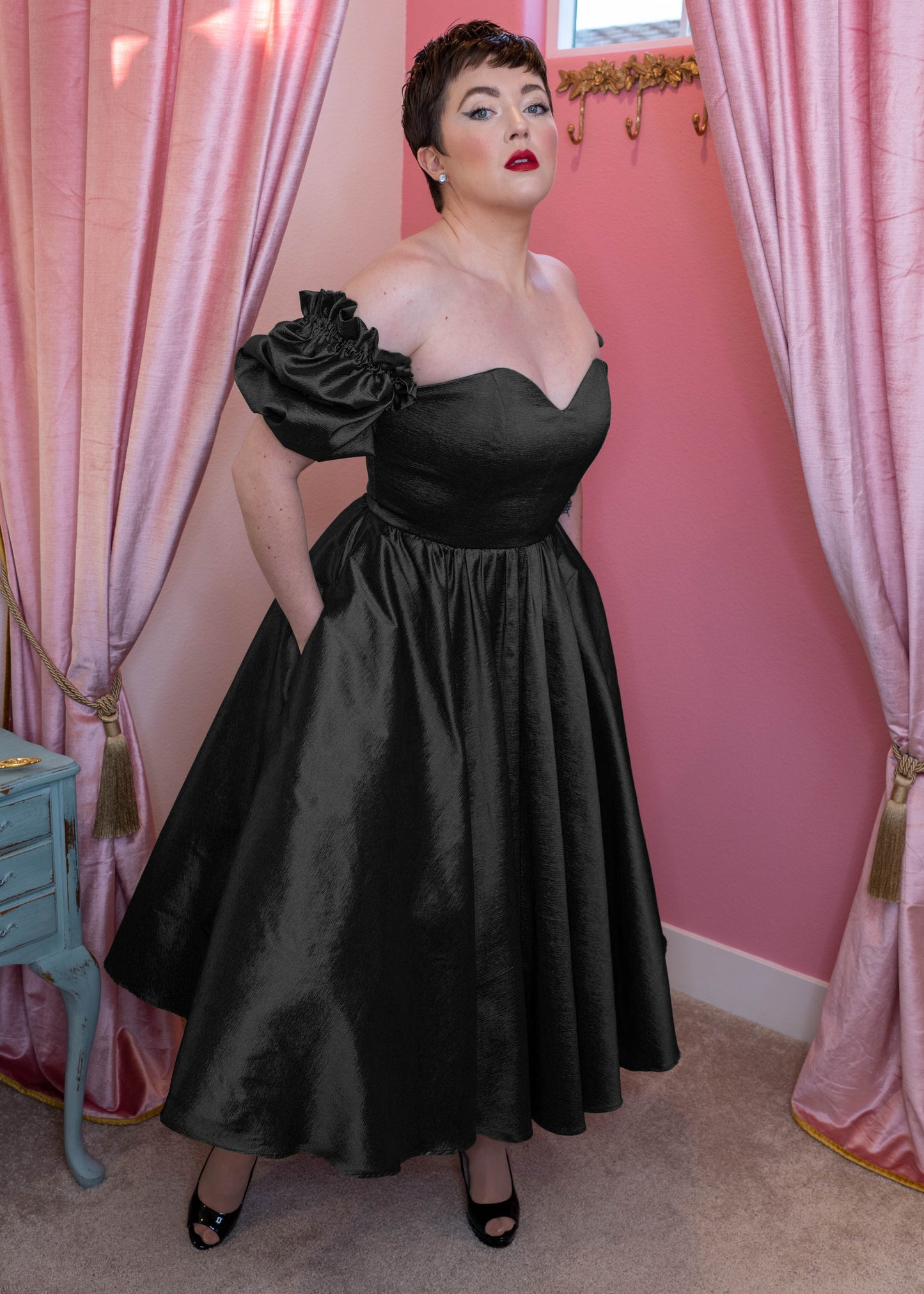Agatha Dress Black Silk Taffeta