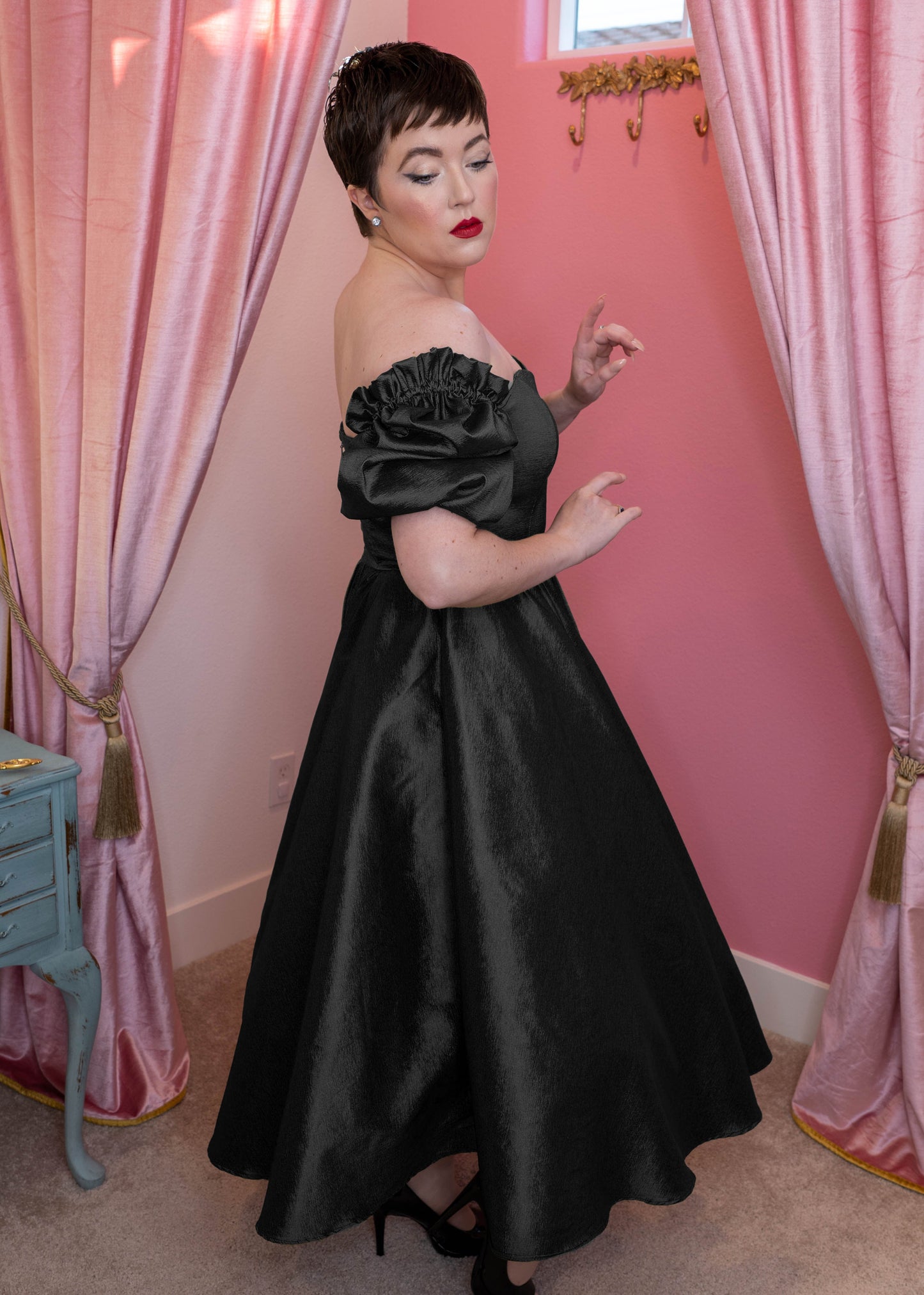 Agatha Dress Black Silk Taffeta