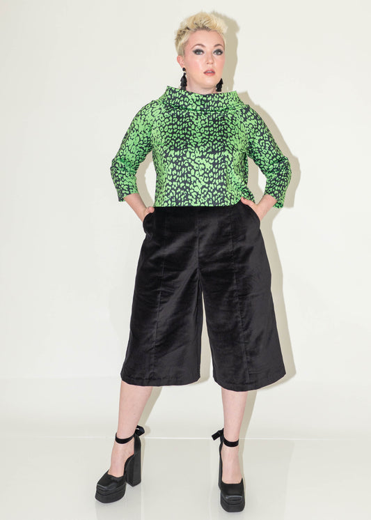 The Holly Top - Neon Green Leopard Print