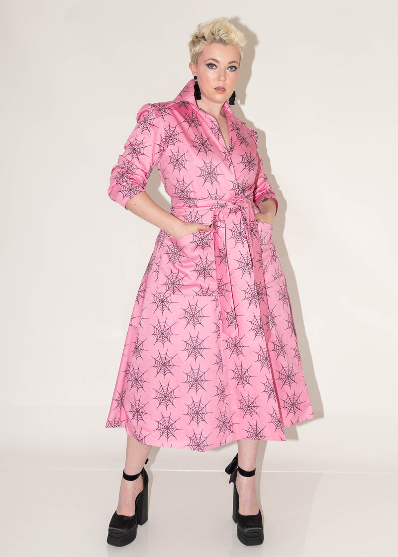 The Apartment Dress - Pink Spiderwebs Print