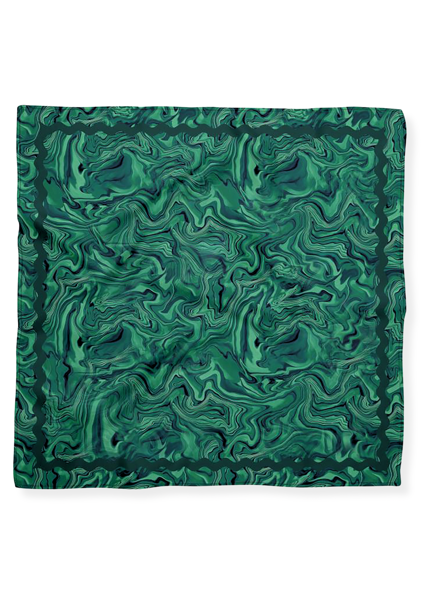 Malachite Green Crystal Silk Satin Scarf