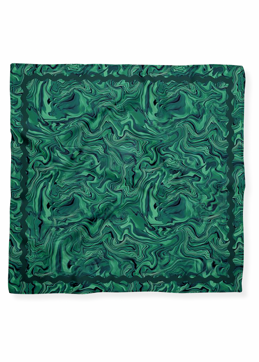 Malachite Green Crystal Silk Satin Scarf