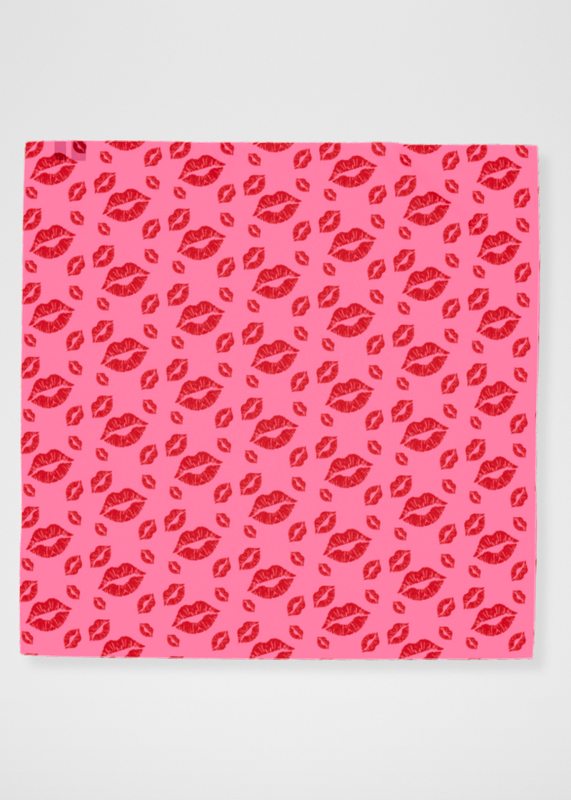 Filakia Kisses Print - Silk Sheer Georgette Scarf - Pink And Red