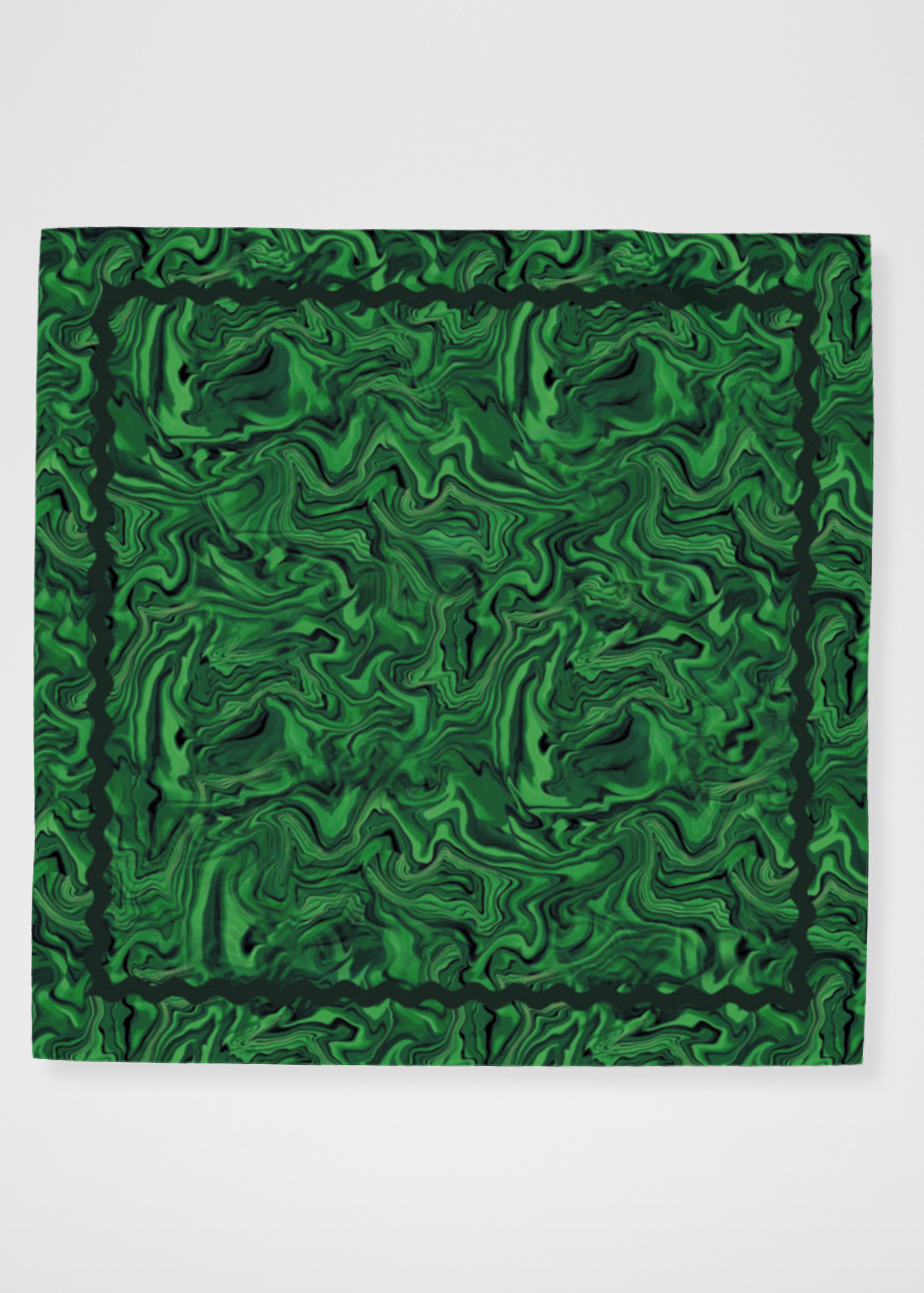 Malachite Crystal Silk Satin Square Scarf - 36"x 36" Limited Edition Online Only