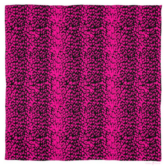 Neon Pink Leopard Print Silk Charmeuse Scarf