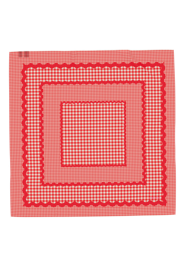 Mad Gingham Cotton Mulmul Bandana - Red