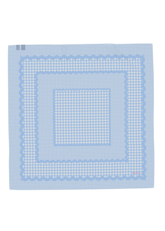 Mad Gingham Cotton Mulmul Bandana - Baby Blue